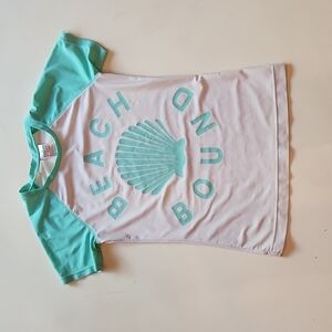 Old Navy extra large white green Beach Bound short sleeve rashguard